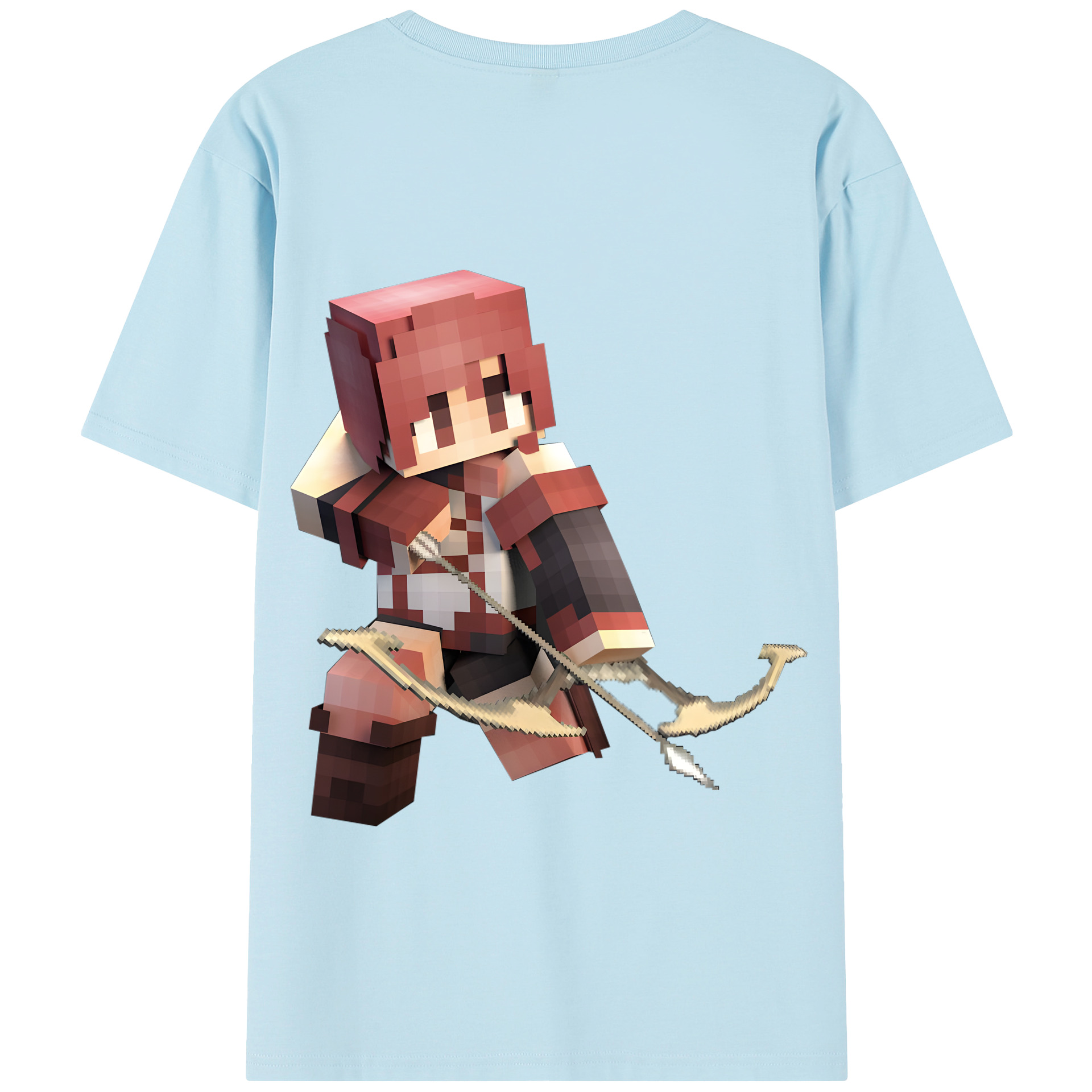 （画像用） マインクラフト ブロックの世界 Minecraft MC Block world 綿100％半袖Tシャツ（背面プリント）